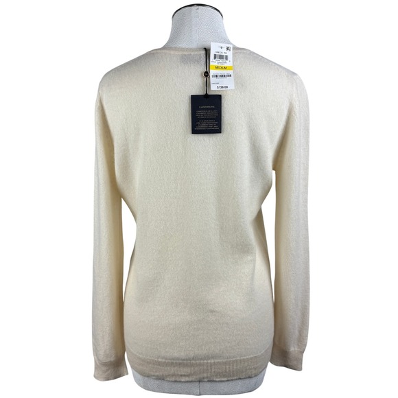 Charter Club Women's Sweater M Ivory Cashmere V-Neck Pullover Long Sleeve Top - Picture 4 of 7